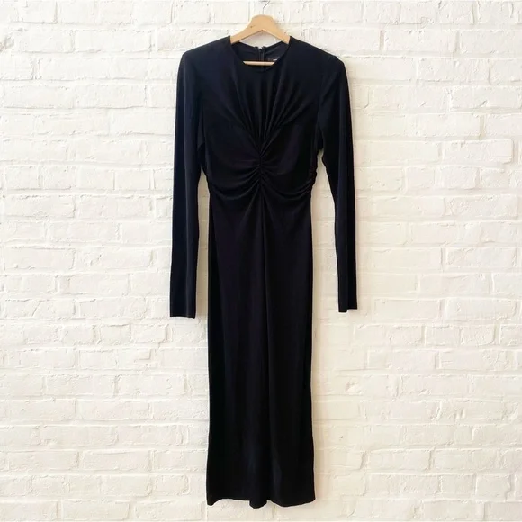 Isabel MarantLinario Ruched Bustier Long Sleeve Dress Black 42 US 10 NWT